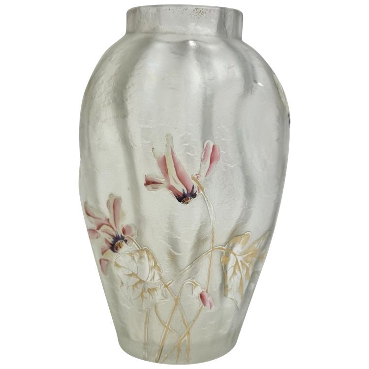 Montjoye - Legras Vase Triboulet mit Alpenveilchen-Dekor