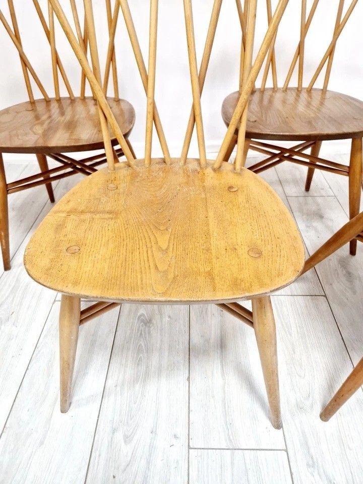 4 Ercol dining chairs with chandelier backs