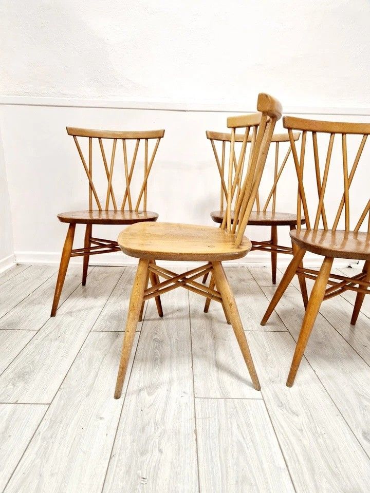 4 Ercol dining chairs with chandelier backs
