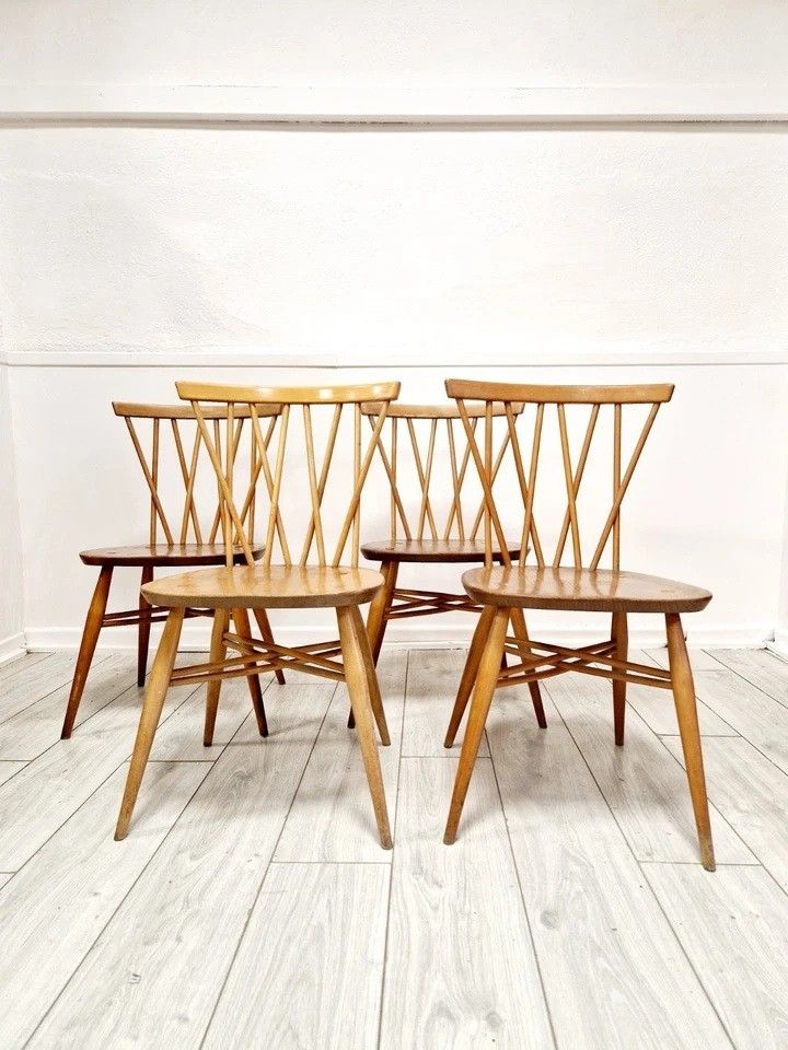 4 Ercol dining chairs with chandelier backs