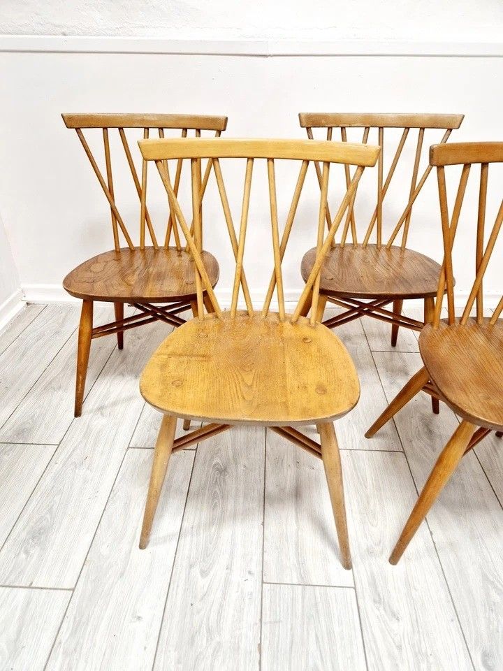 4 Ercol dining chairs with chandelier backs