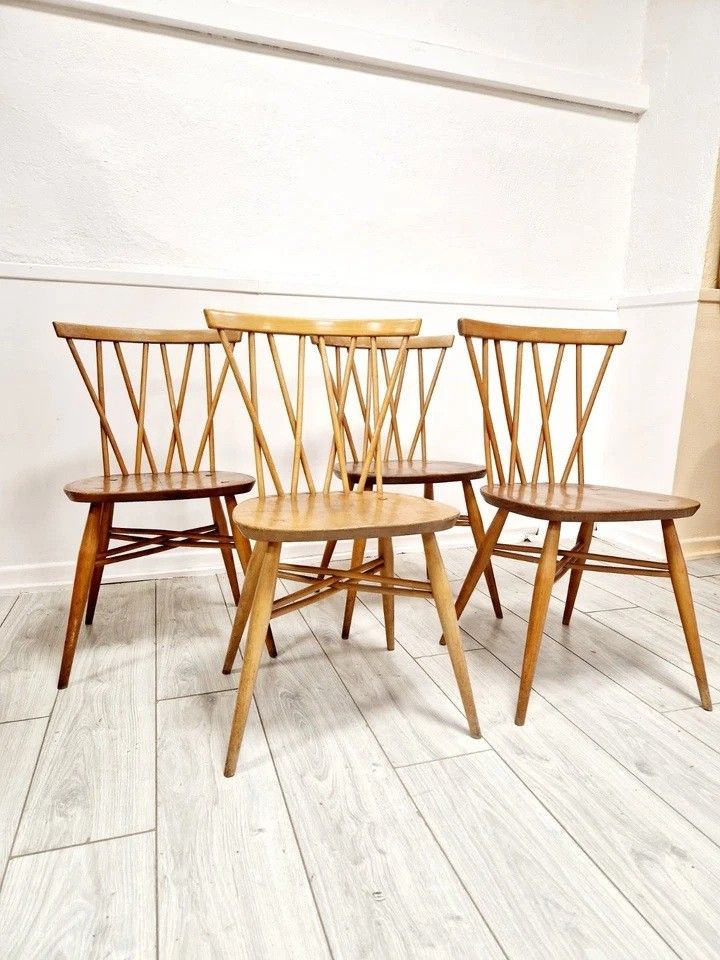 4 Ercol dining chairs with chandelier backs