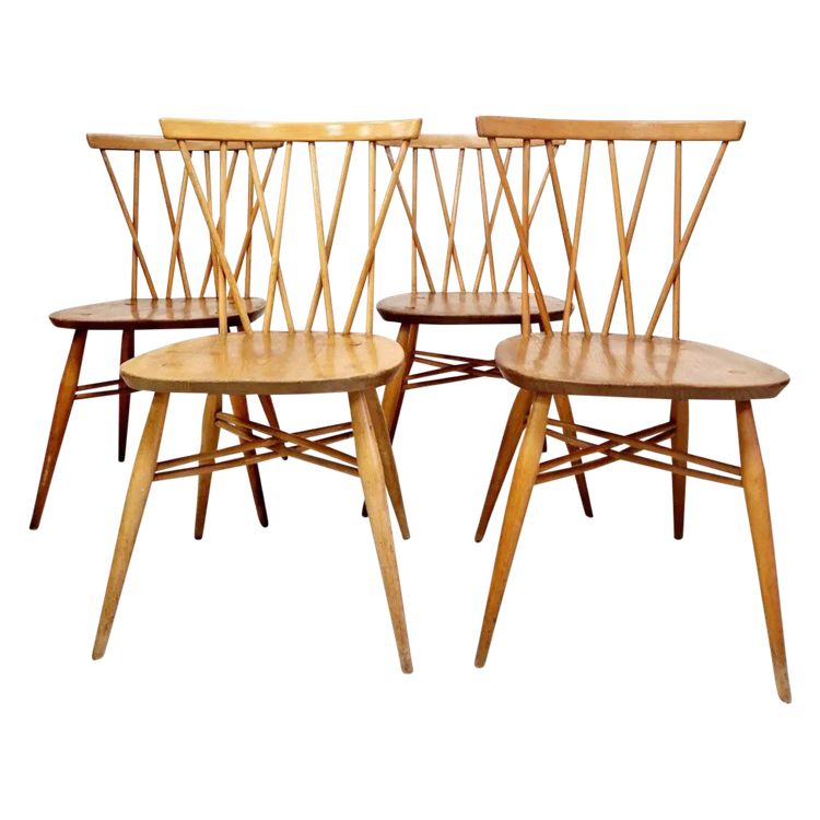 4 Ercol dining chairs with chandelier backs