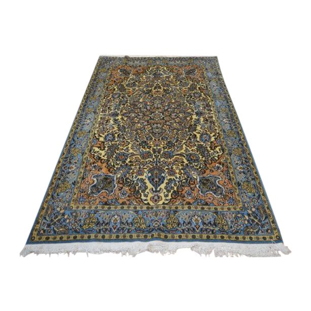 Ghom Iranisch Teppich - Wolle - Gelb & Hellblau