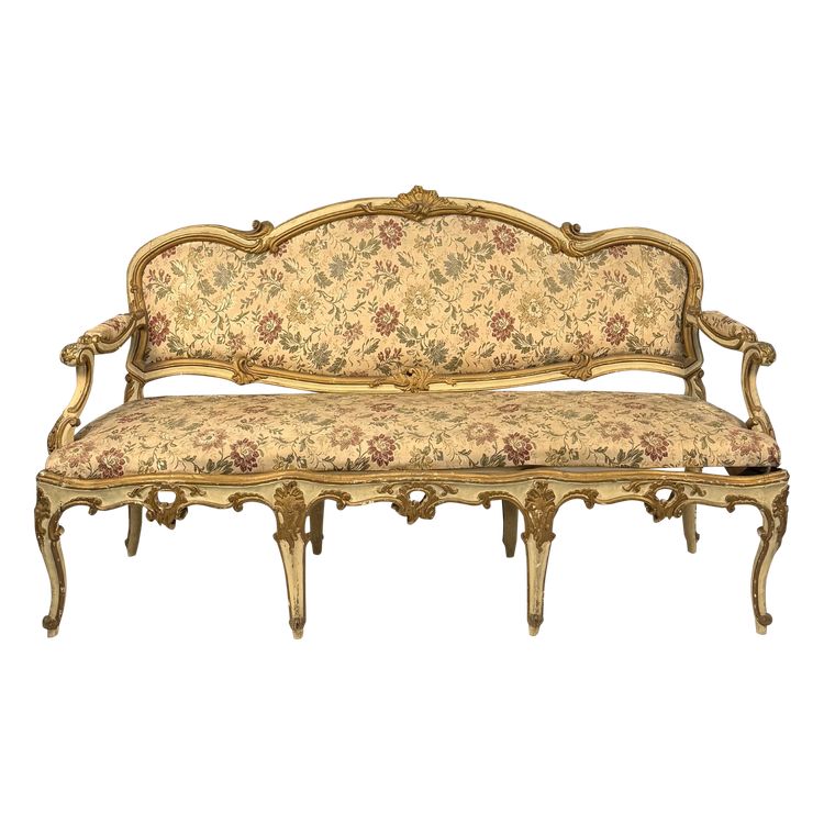 Sofa in lacquered and gilded wood, Lombardy, 18th century