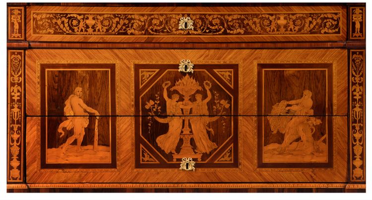Lombard cabinet-making from the end of the 18th century Pair of veneered and inlaid chests of drawer