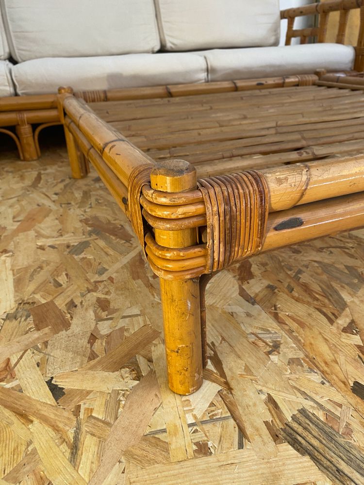 Vivai Del Sud Ensemble de salon en rotin Canapé 2 fauteuils et 1 table basse
