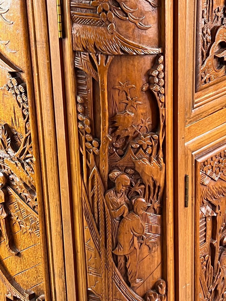 Meuble Bar Asiatique En Bois Sculpté , Début XXe Siècle
