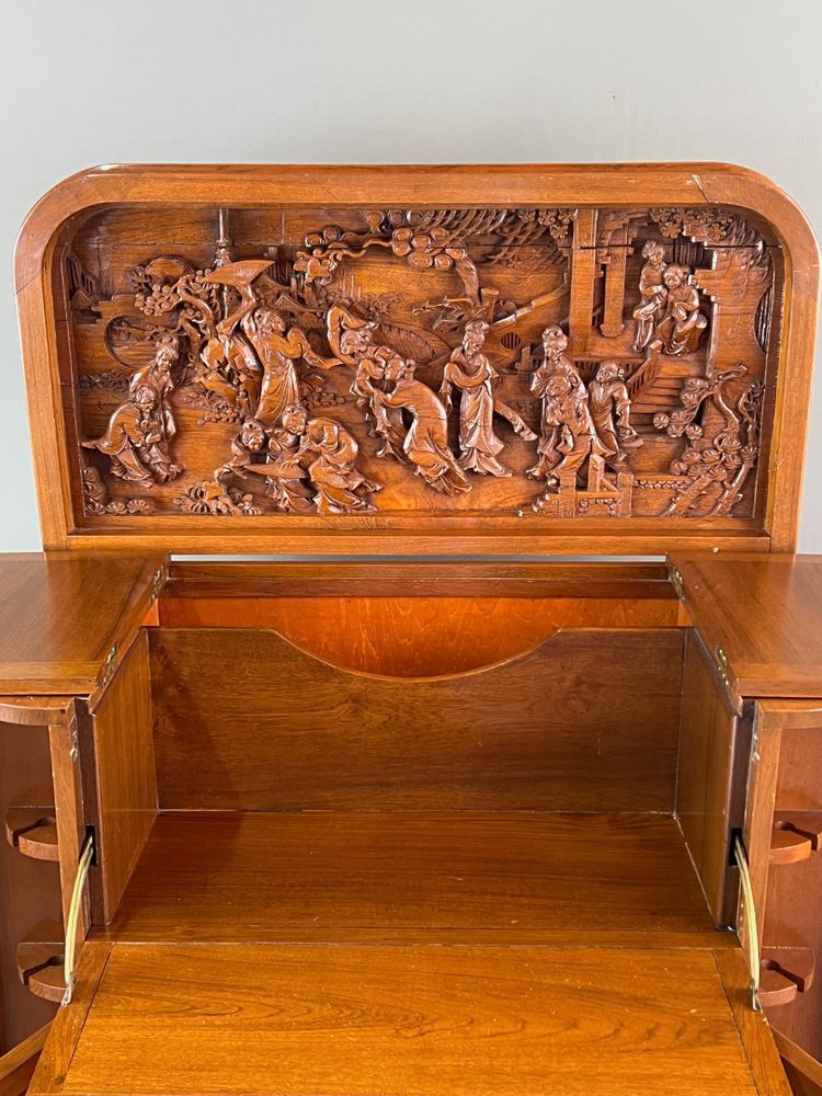 Meuble Bar Asiatique En Bois Sculpté , Début XXe Siècle