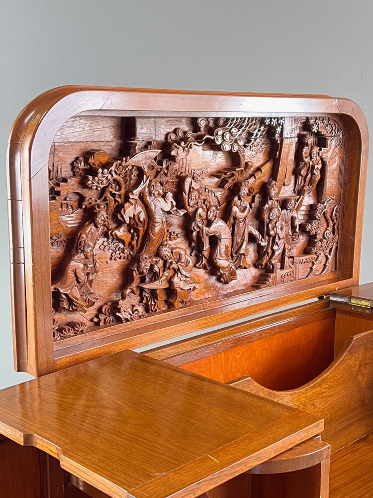 Meuble Bar Asiatique En Bois Sculpté , Début XXe Siècle