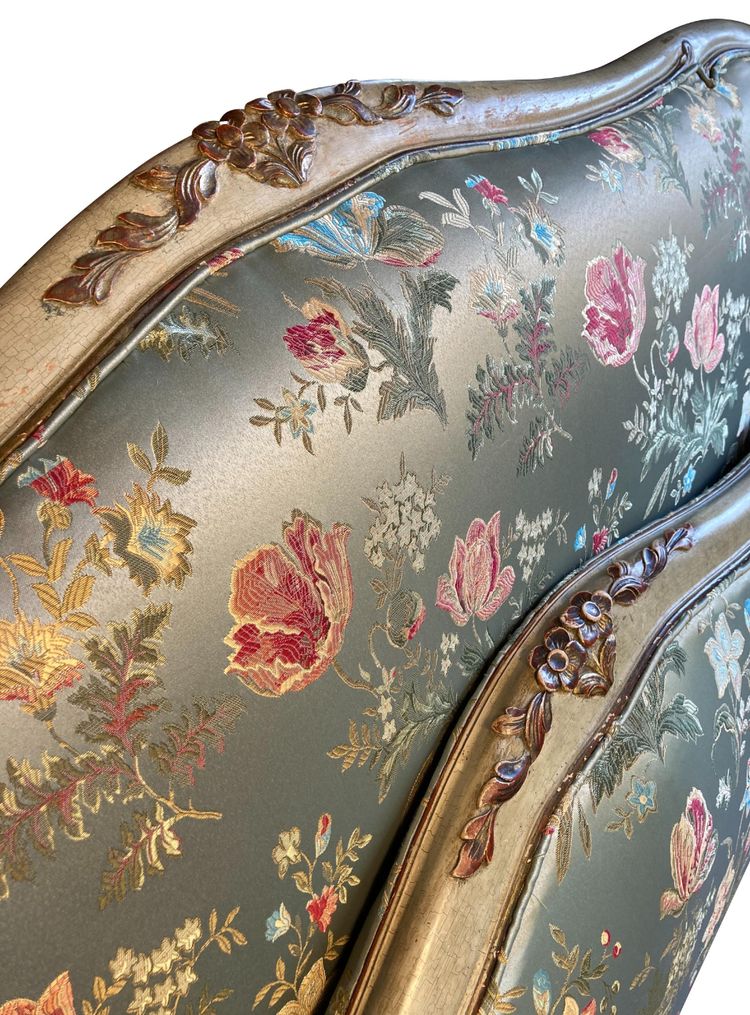 Lit double en soie Louis XV