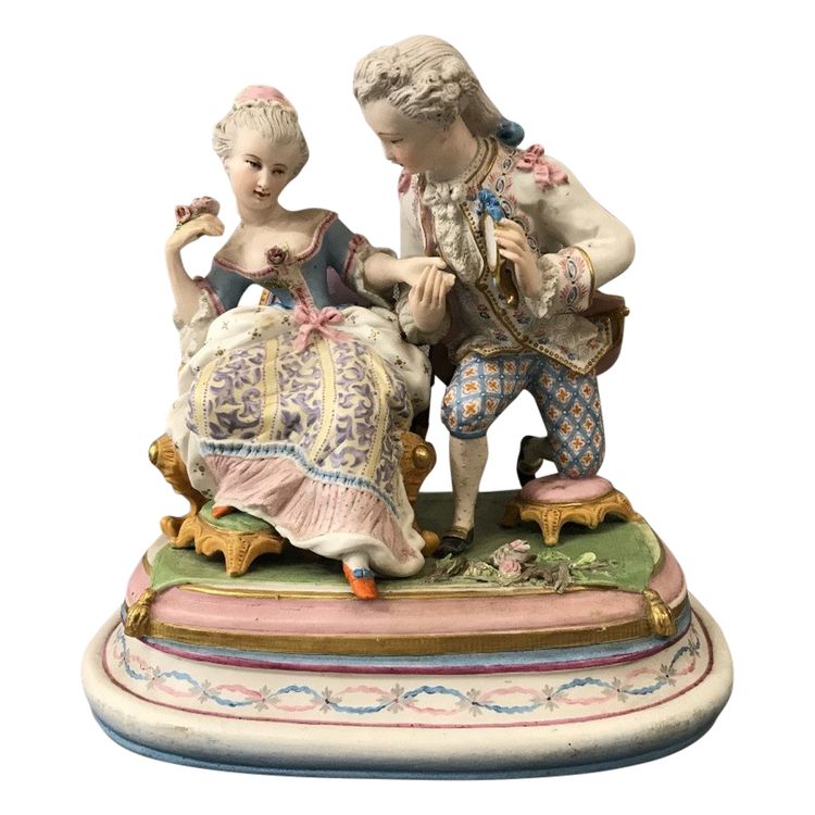 Late 19th century cookie porcelain subject, romantic group