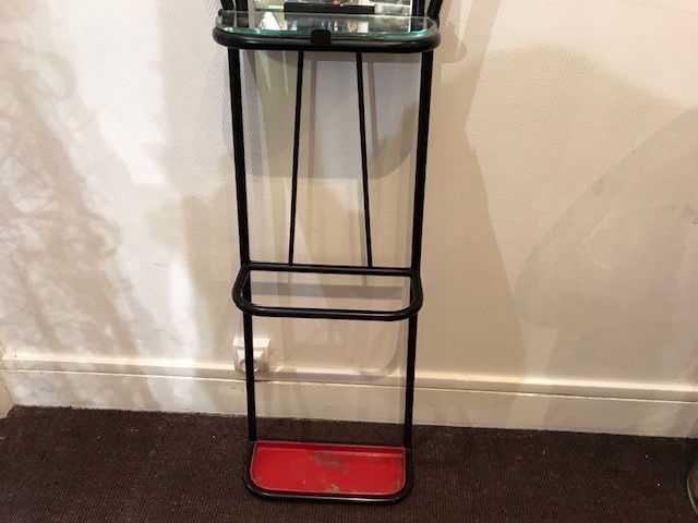Black iron coat rack, 1970s, after Roger Ferraud