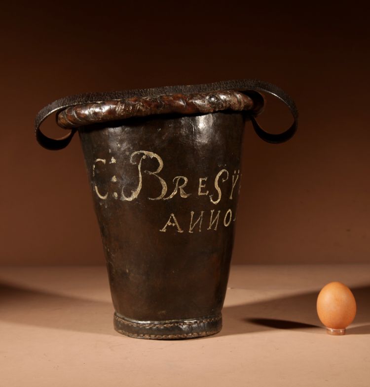  Dutch fire bucket in high-quality leather, dated 1776.