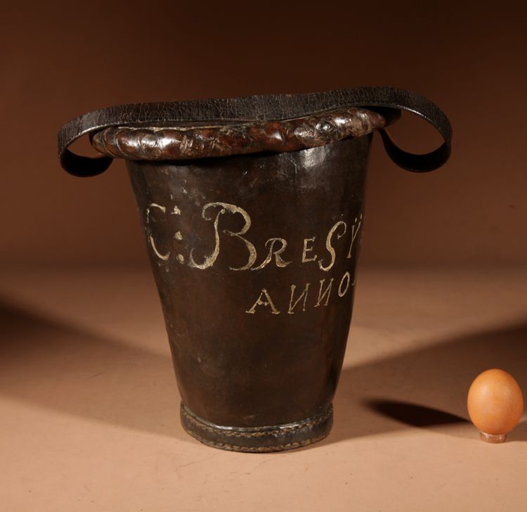  Dutch fire bucket in high-quality leather, dated 1776.