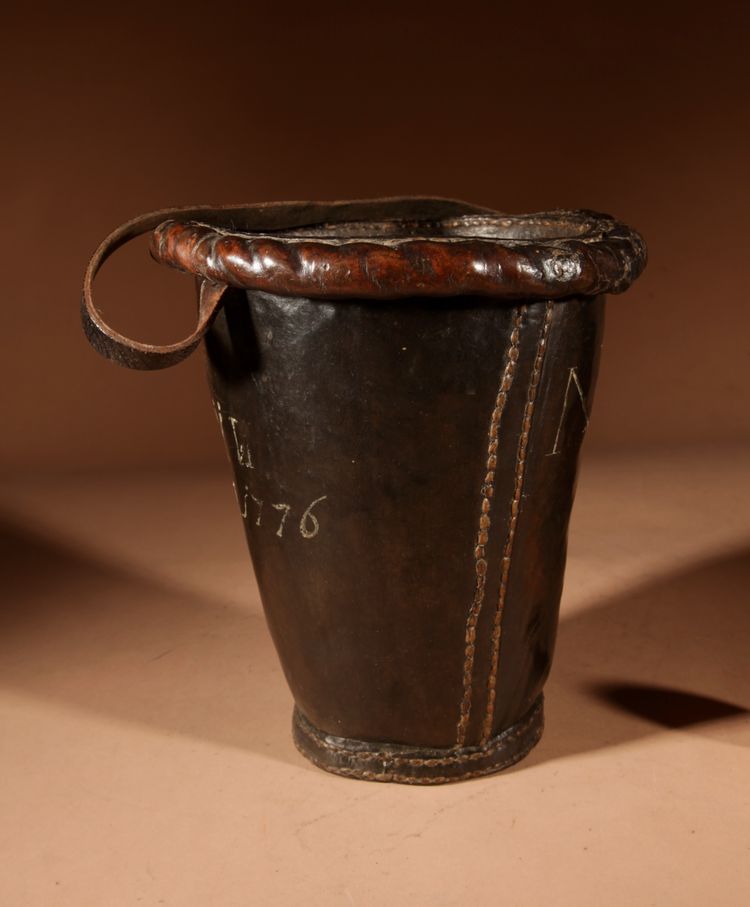  Dutch fire bucket in high-quality leather, dated 1776.