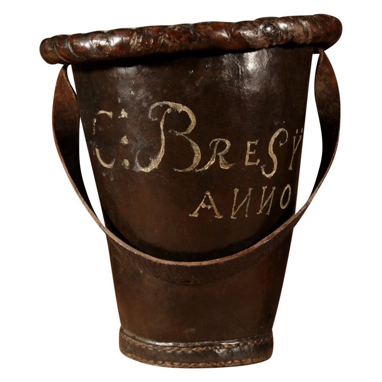  Dutch fire bucket in high-quality leather, dated 1776.