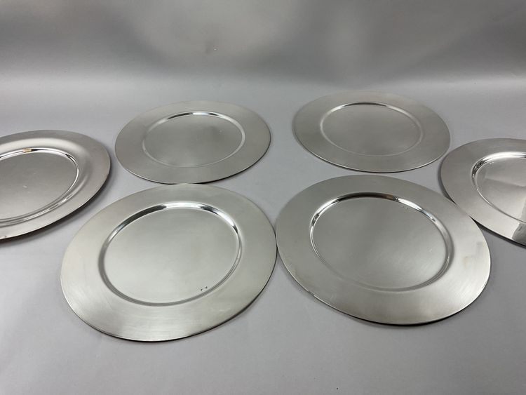  Assiettes de présentation en métal argenté 