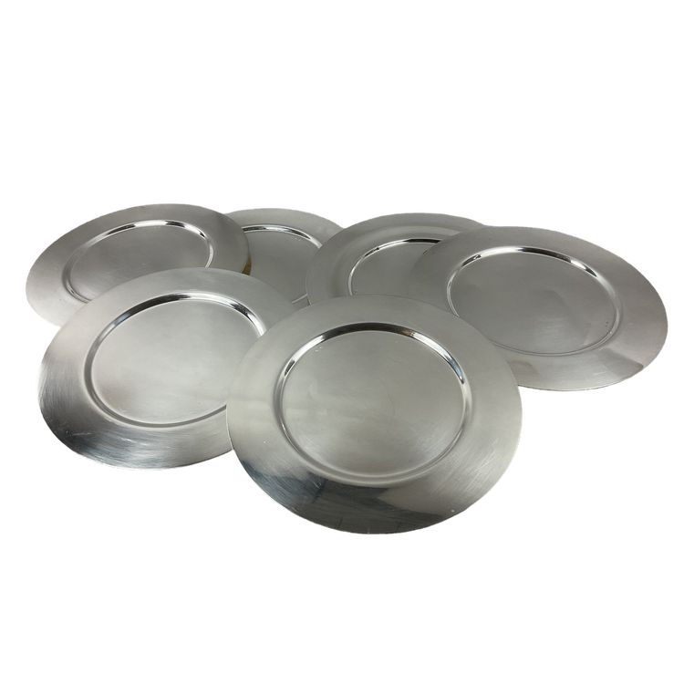  Assiettes de présentation en métal argenté 