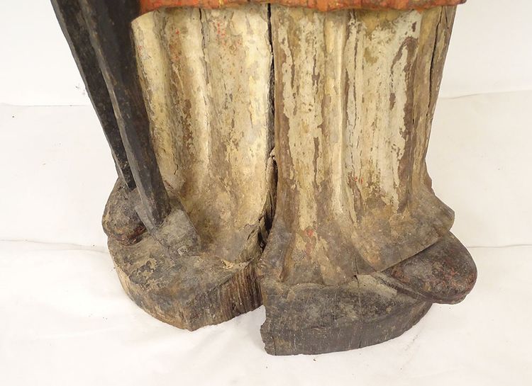 Large Polychrome Wooden Statue Saint Laurent Gril Cuisiniers 17th century
