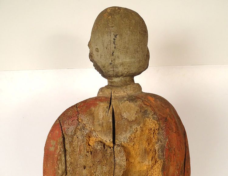 Large Polychrome Wooden Statue Saint Laurent Gril Cuisiniers 17th century