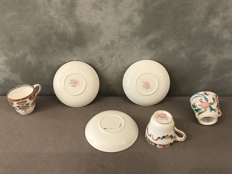Set di 3 tazze da caffè in porcellana Minton del XIX secolo