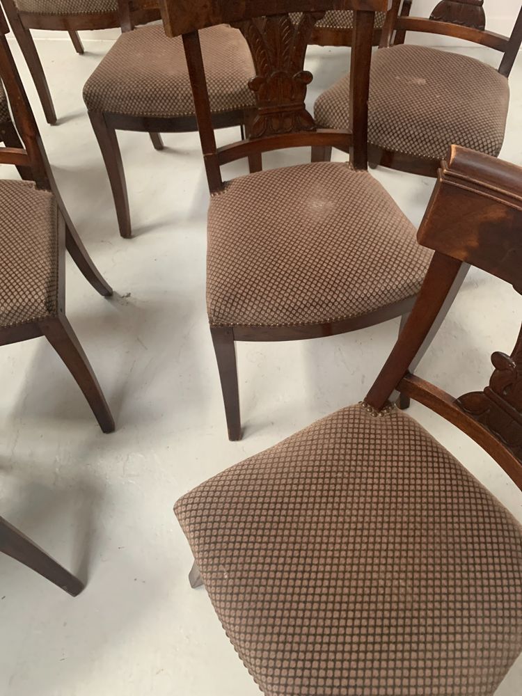 Suite of seven solid mahogany chairs XIX century