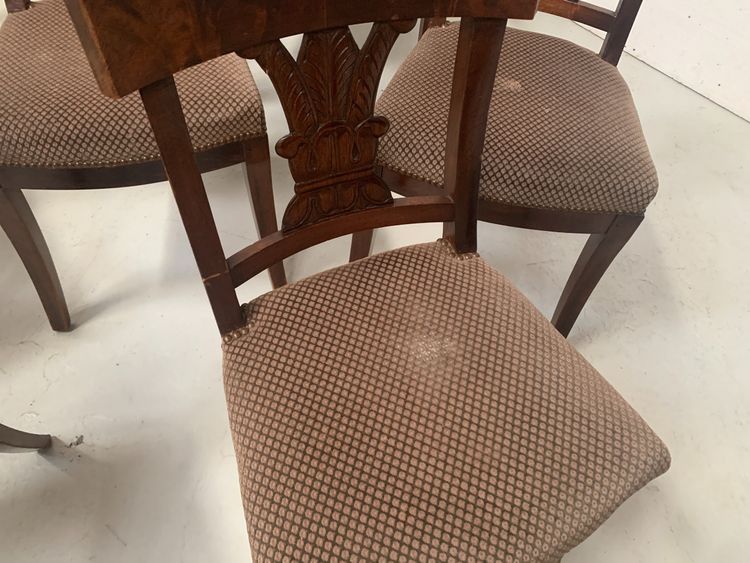 Suite of seven solid mahogany chairs XIX century
