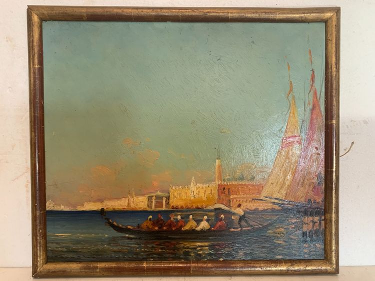 Oil on panel "View of the Grand Canal in Venice "20th century