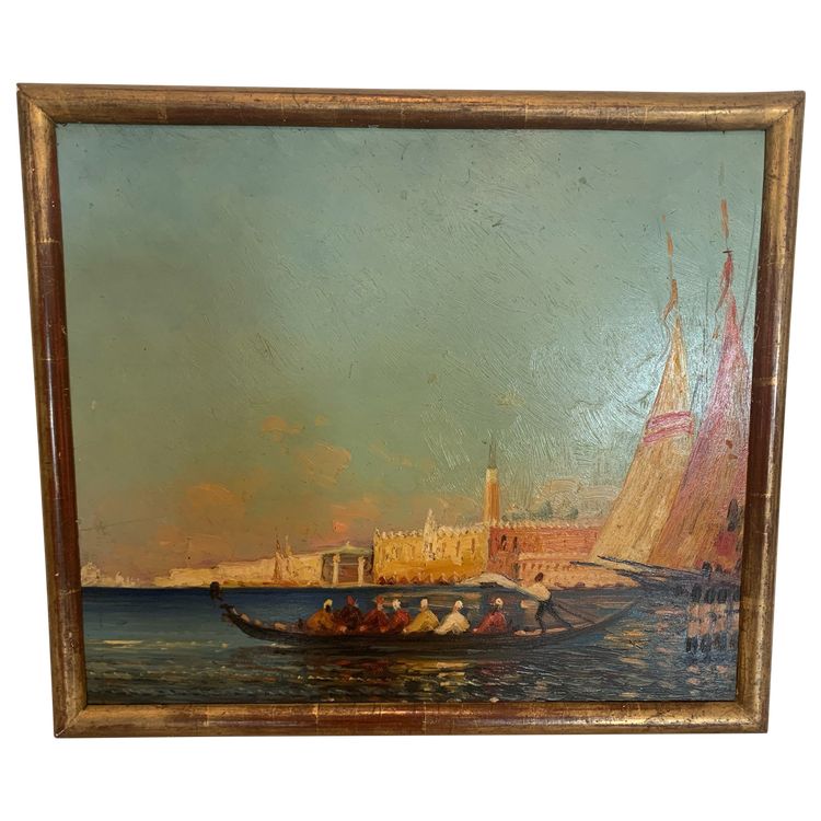 Oil on panel "View of the Grand Canal in Venice "20th century