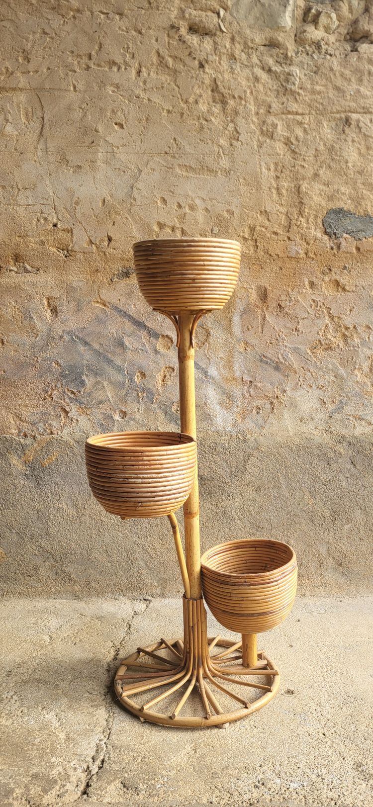 Rattan plant stand 1960's