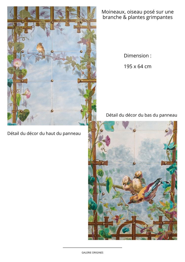 Creil Montereau, set di 8 pannelli in ceramica