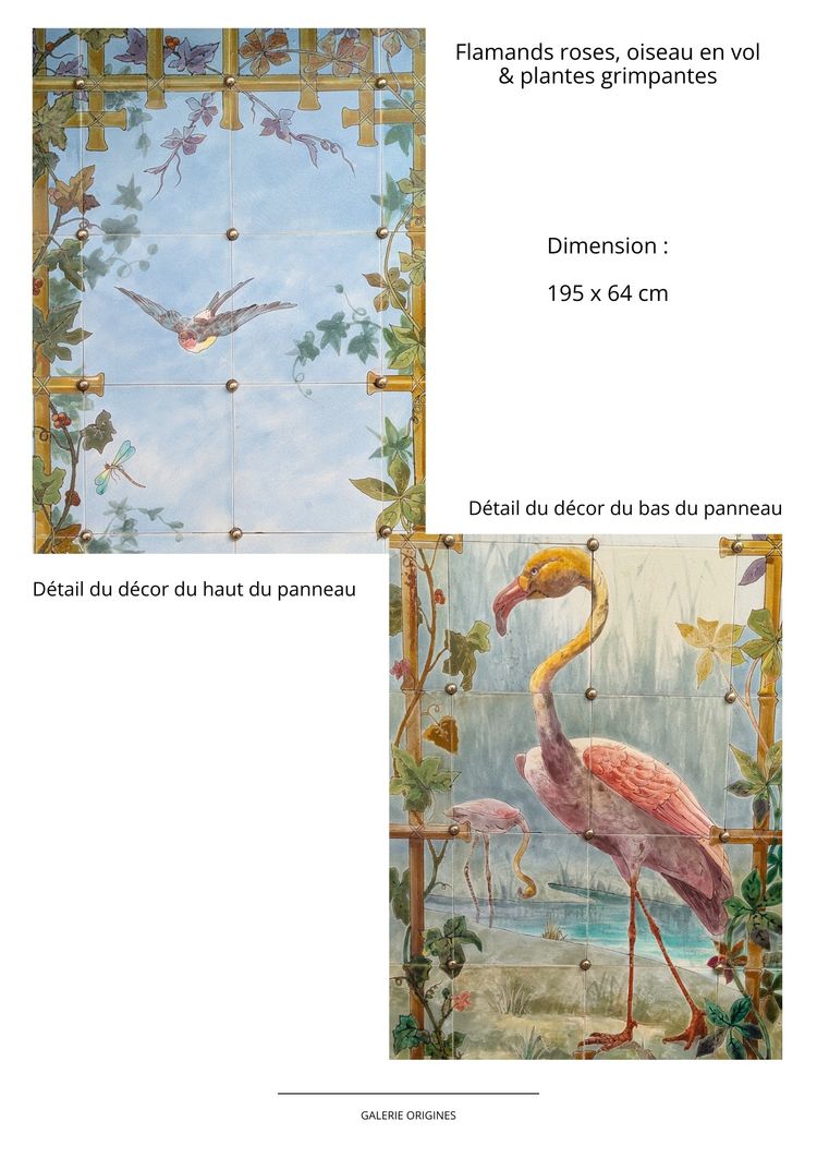 Creil Montereau, set di 8 pannelli in ceramica
