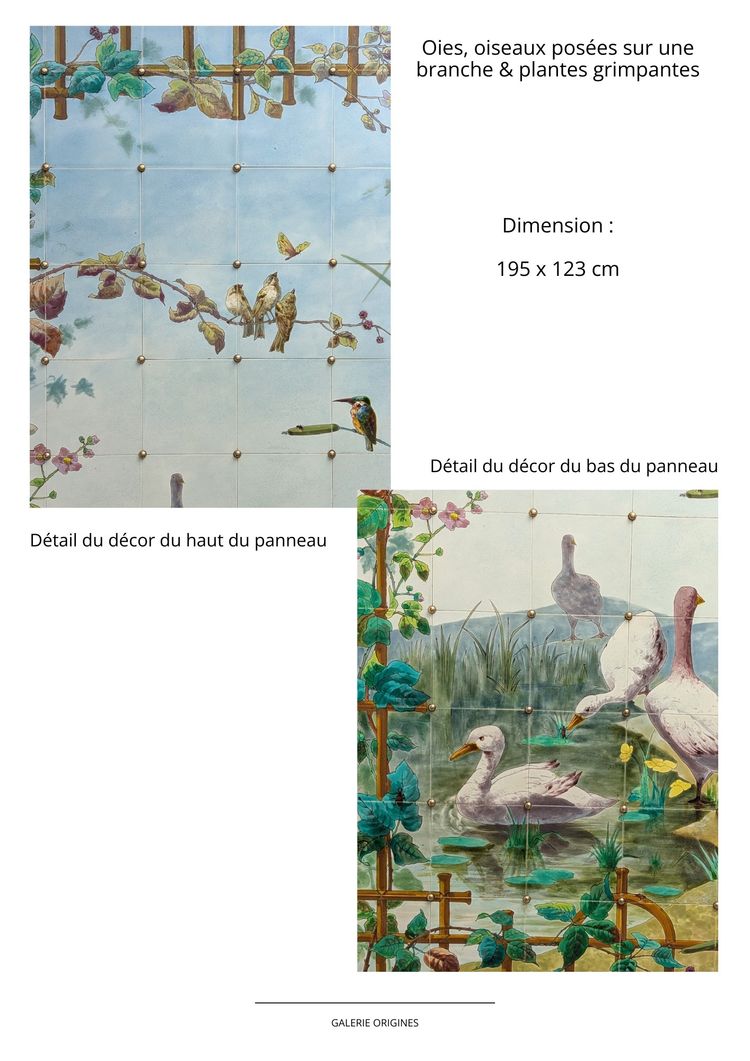 Creil Montereau, set di 8 pannelli in ceramica