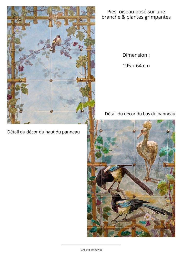 Creil Montereau, set di 8 pannelli in ceramica