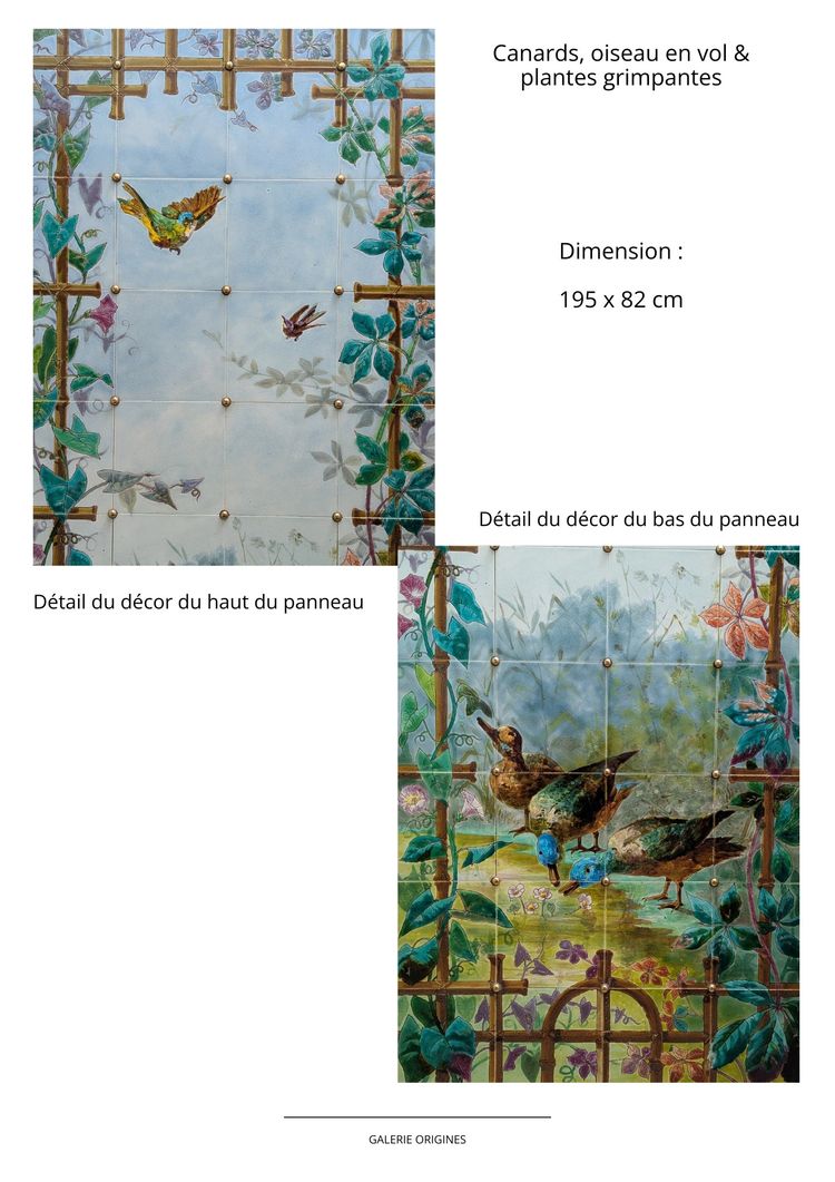 Creil Montereau, set di 8 pannelli in ceramica