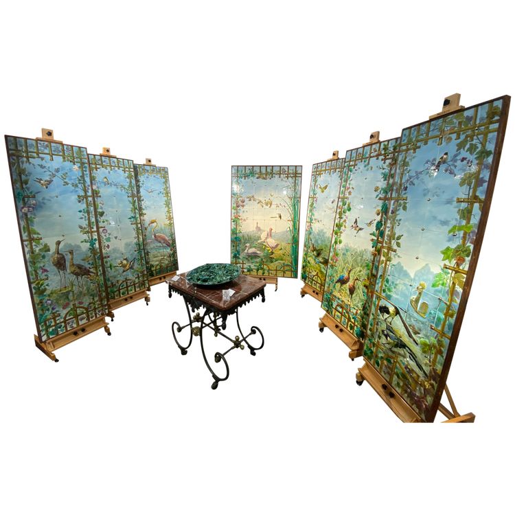 Creil Montereau, set of 8 ceramic panels