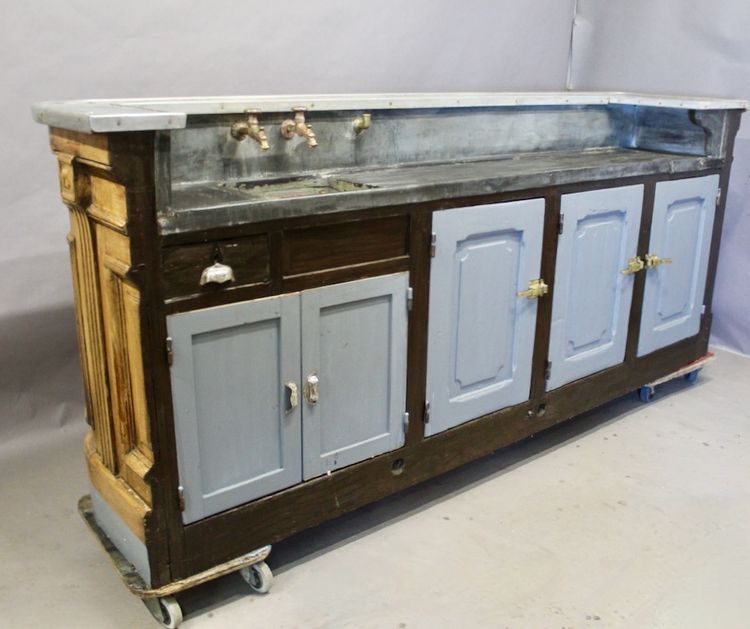 Oak Bar Counter Pewter Top