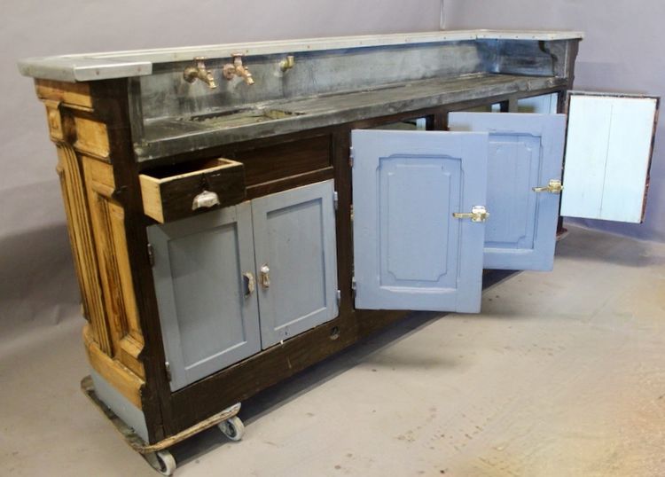 Oak Bar Counter Pewter Top