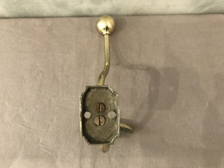 19th century Louis Philippe brass coat rack and coat hook