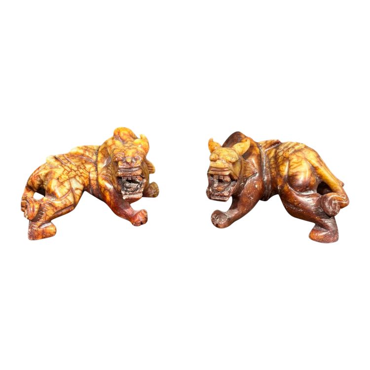 Pair of Soapstone Foo Dogs