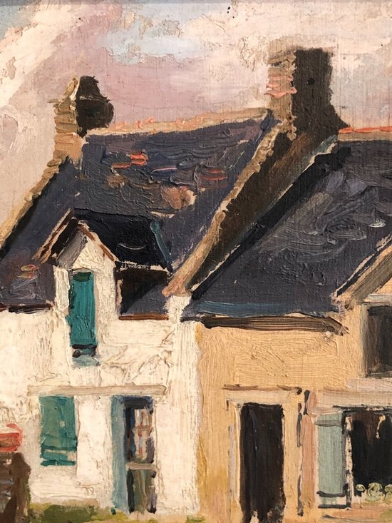 Bretagne Huile Sur Panneau Signée Henry (ou Henri) Vollet (1861 - 1945), Fin XIX / Début XXe Siècle : Scéne de vie bretonne.