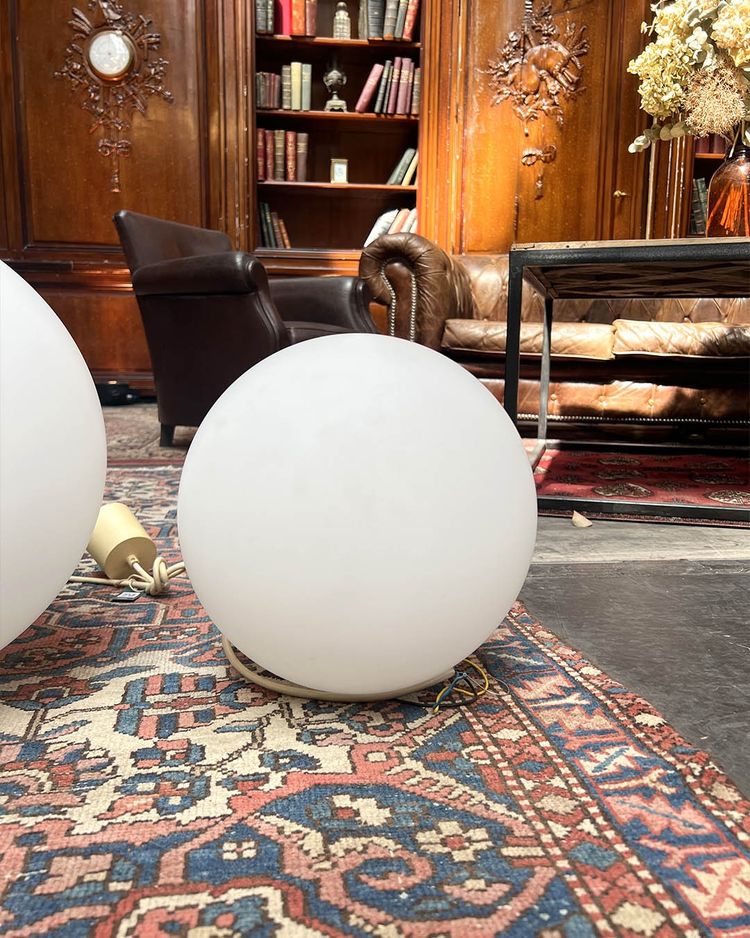 Three large opaline glass lamps