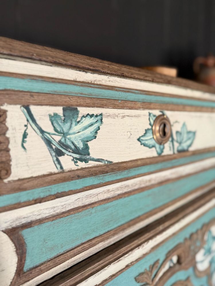 18th century Lorraine sideboard Louis XV patina with paint