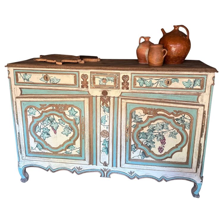 18th century Lorraine sideboard Louis XV patina with paint