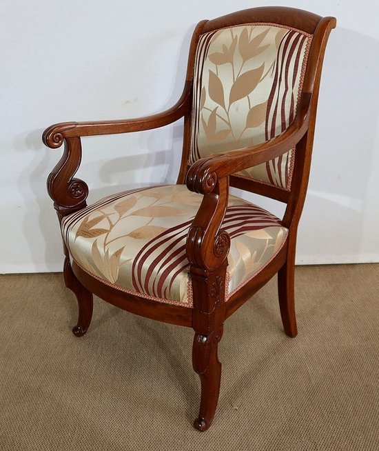  Paire de Fauteuils en Acajou de Cuba massif, époque Restauration – Début XIXe 