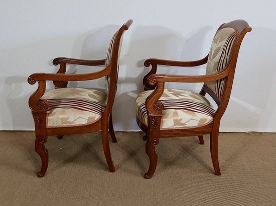  Paire de Fauteuils en Acajou de Cuba massif, époque Restauration – Début XIXe 