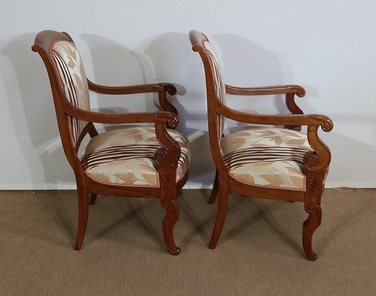  Paire de Fauteuils en Acajou de Cuba massif, époque Restauration – Début XIXe 