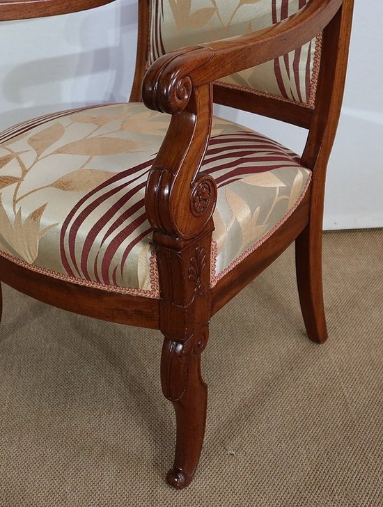  Paire de Fauteuils en Acajou de Cuba massif, époque Restauration – Début XIXe 