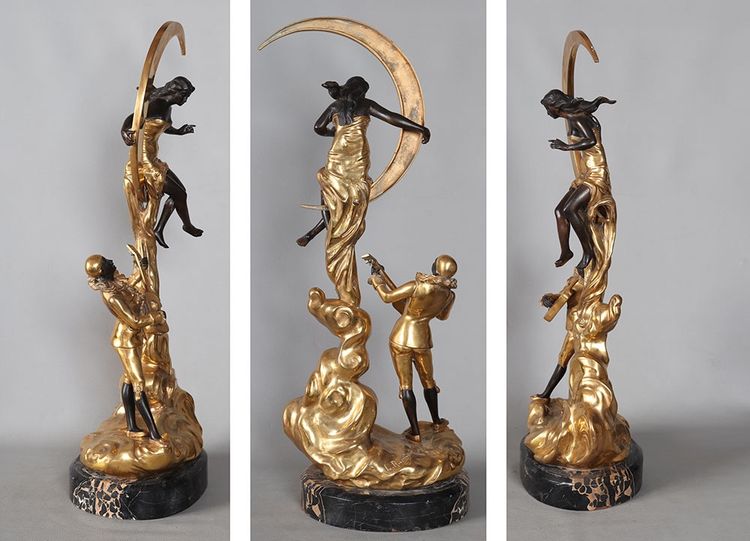 Bronzo inizio XX secolo, 73 cm, L. RAPHAEL, Pierrot